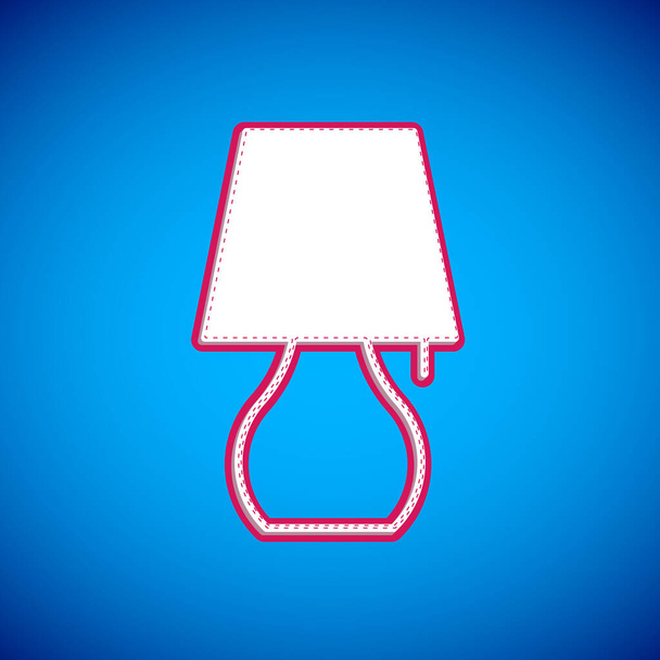 White Table lamp icon isolated on blue background. Night light. Vector. - Vector, Image