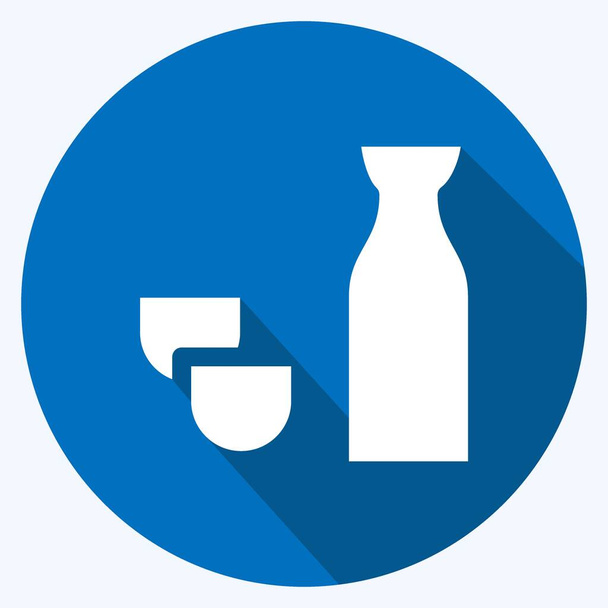 Icon Sake. suitable for Japanese symbol. long shadow style. simple design editable. design template vector. simple illustration - Vettoriali, immagini