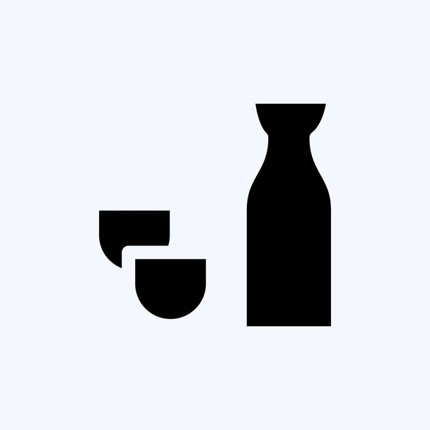 Icon Sake. suitable for Japanese symbol. glyph style. simple design editable. design template vector. simple illustration - ベクター画像