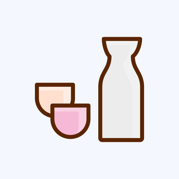 Icon Sake. suitable for Japanese symbol. flat style. simple design editable. design template vector. simple illustration - ベクター画像