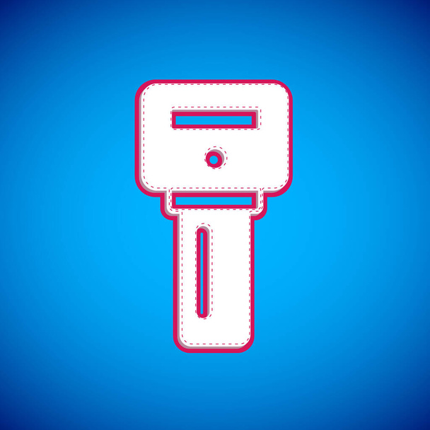 White Car key with remote icon isolated on blue background. Car key and alarm system. Vector. - ベクター画像