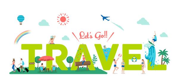 Let's go travel vector banner illustration - ベクター画像