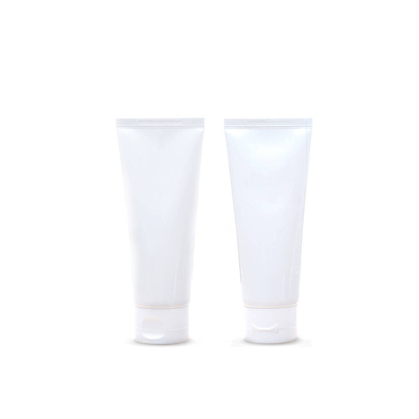 White long tubes have a front and back view surrounded by a white background. Suitable for product samples or demo images for advertisement. Clipping Path - Foto, imagen
