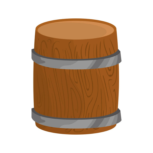 wooden beer barriel over white - Vector, imagen