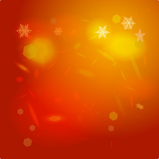 Abstract background orange red card Merry Christmas. Snowflakes, Christmas decorations. vector - Vector, imagen