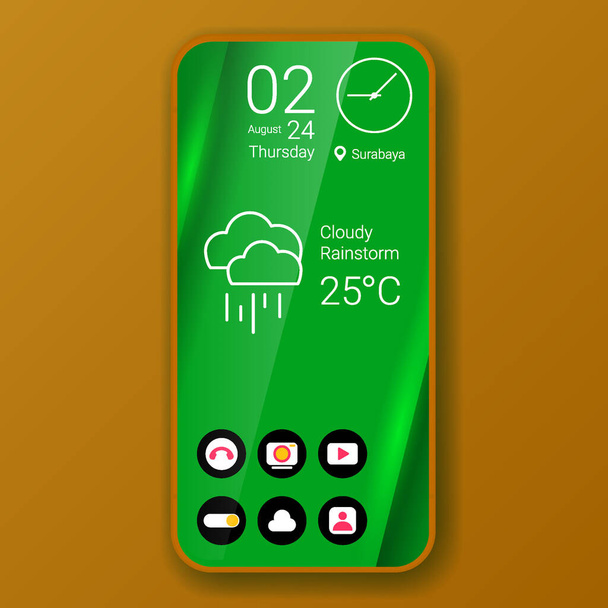 realistic smartphone user interface green elegant theme design, vector design illustration - Vektor, obrázek