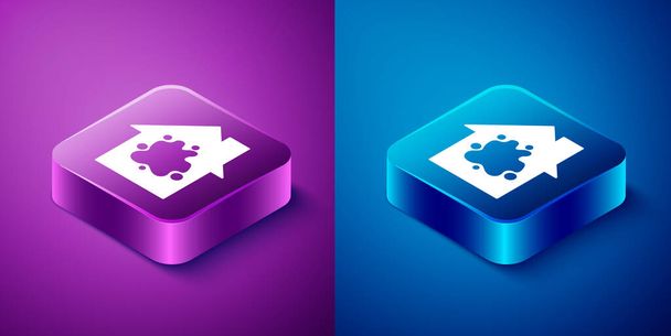 Isometric Painting the house icon isolated on blue and purple background. Square button. Vector. - Vector, Image