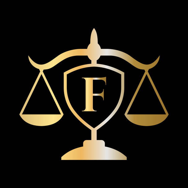 Lettera iniziale F Studio Legale logo. Logo giuridico e avvocati in alfabeto Lettera F Concetto - Vettoriali, immagini