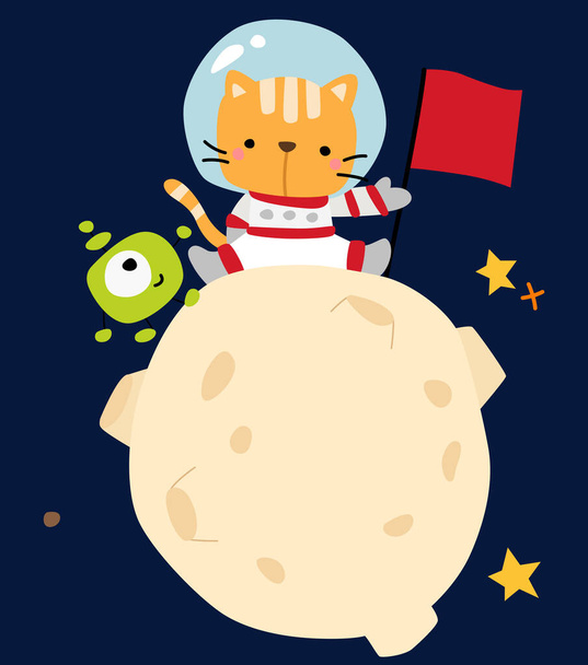 a vector of a cat on top of a moon - Vettoriali, immagini