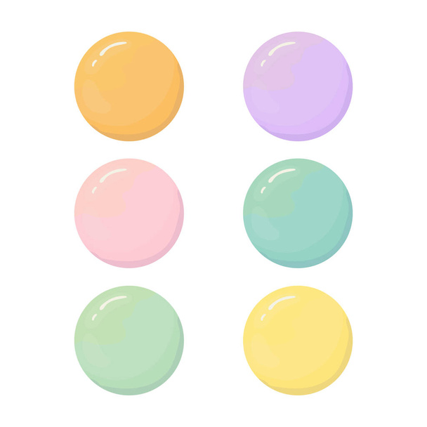 Pastel Macarons Set - Watercolor. View from above. French Desserts - top view. Vector. - Vector, Image