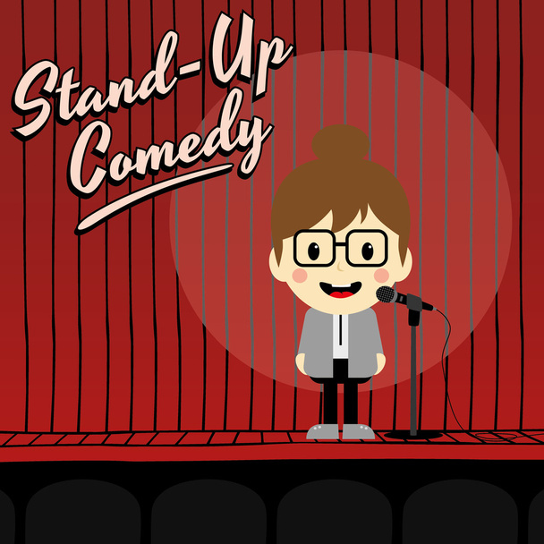 Female stand up comedian - Vector, Image
