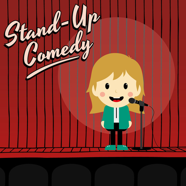weibliche Stand-up-Komikerin - Vektor, Bild