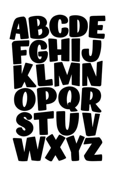 Lettering poster with hand drawn letters. Typography font. Funny alphabet for t shirt print and background design. Vector illustration - Διάνυσμα, εικόνα