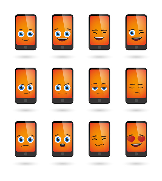 cute phone  avatar expression set - Vector, Image