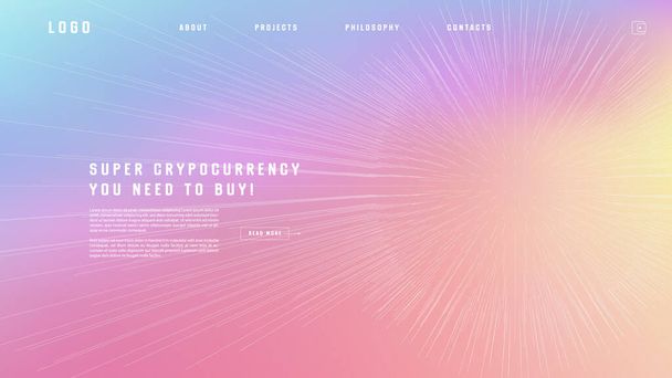 Landing page abstract design with expansion of line element. Template for website or app with tentacle shape - Vector, Imagen