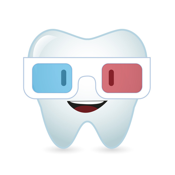 cute tooth avatar wearing glasses - Vetor, Imagem