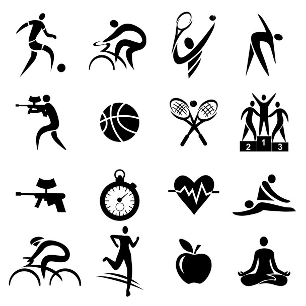 Αθλητισμός γυμναστήριο εικονίδια υγιεινού τρόπου ζωής - Διάνυσμα, εικόνα