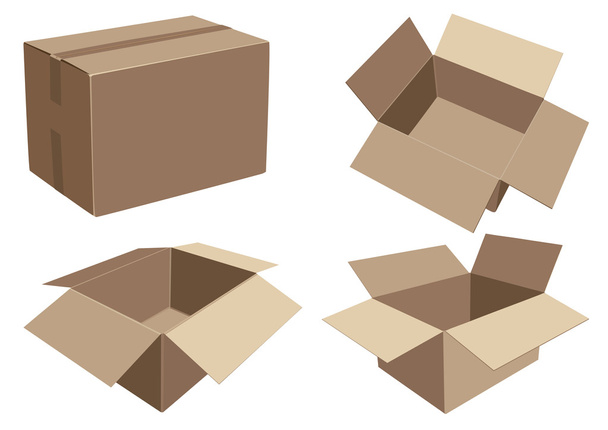 様々 な製品の包装段ボール箱 - ベクター画像