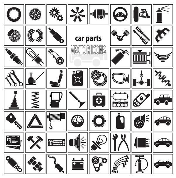 Car parts, tools and accessories - Vektör, Görsel