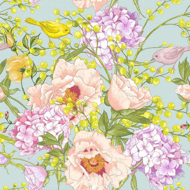 Gentle Spring Floral Seamless Background - Vector, Image