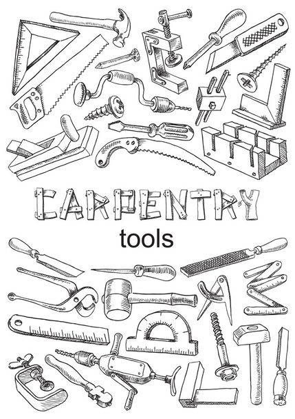 Комплект инструментов для столярных работ
 - Вектор,изображение