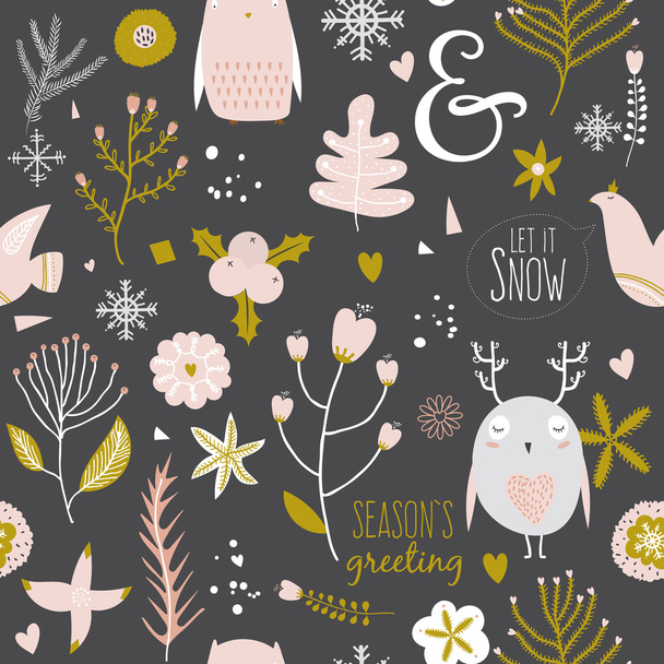 Christmas And New Year pattern - Vector, imagen