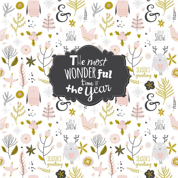 Christmas And New Year pattern - Vector, afbeelding