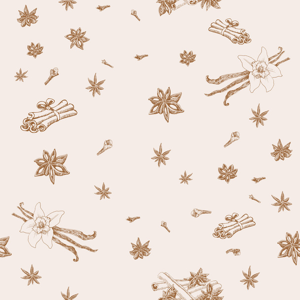 Seamless pattern with spices. - Vector, Image
