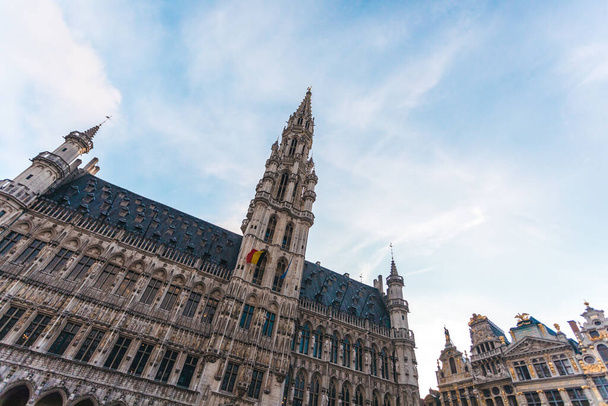 Brussels Town Hall and the Museum of the City of Brussels or the Kings House in Brussels shot on a wide-angle camera, Belgium - 写真・画像
