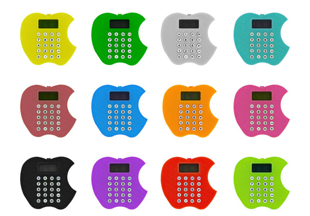 Colección de calculadoras de colores aislados en blanco - Foto, imagen
