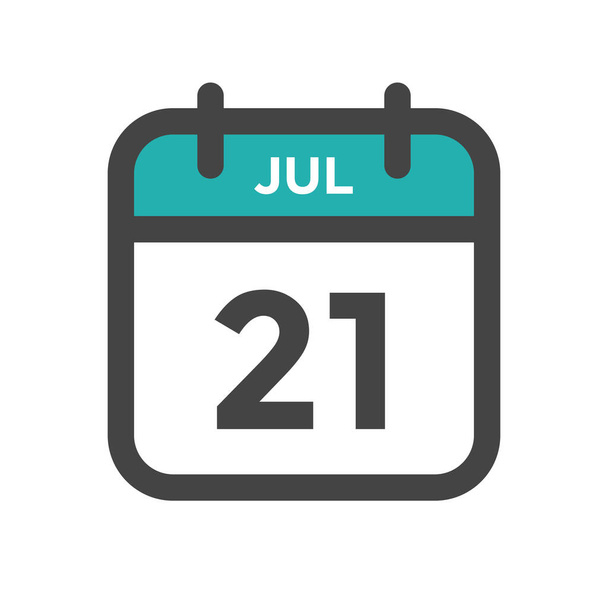 July 21 Calendar Day or Calender Date for Deadline and Appointment - Вектор,изображение