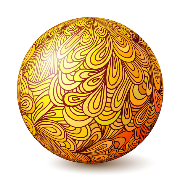 Ball isolated on white background with floral ornament. Vector i - Vector, Imagen