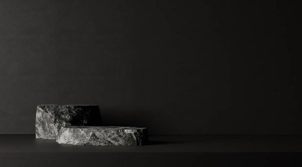 Dark stone podium for beauty and spa cosmetic brand product plac - Fotografie, Obrázek