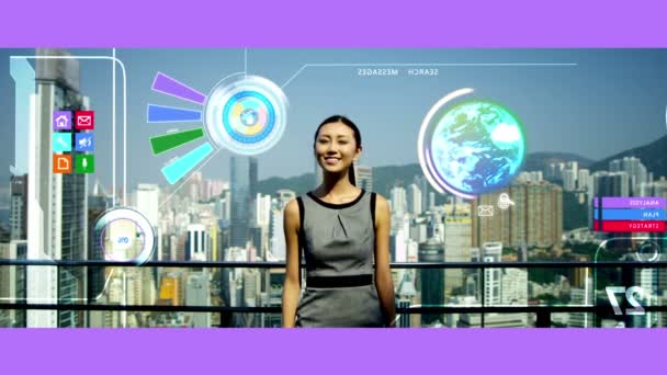 3D pantalla táctil chino gerente de negocios en línea aplicación de inversión gráficos en movimiento
 - Imágenes, Vídeo