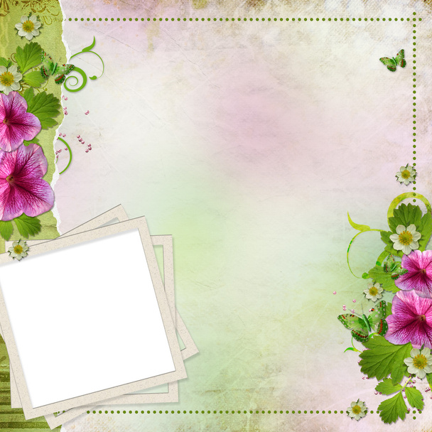 Background for congratulation card in pink and green - Fotó, kép