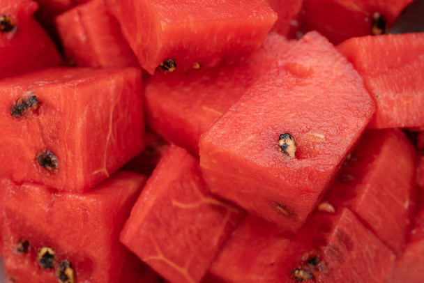 top view fresh watermelon blocks close up - Fotó, kép