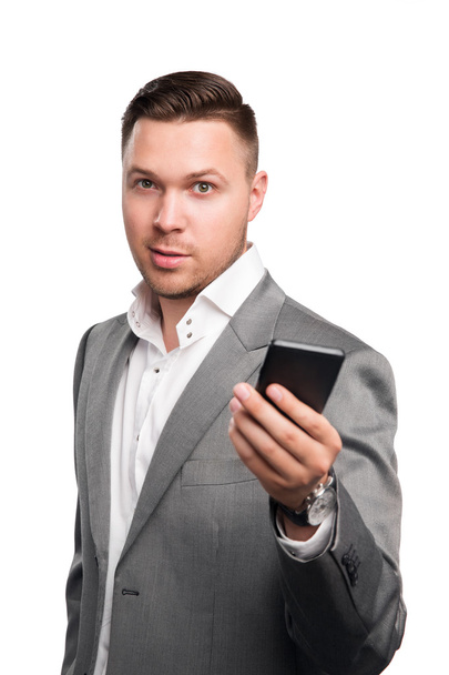 handsome businessman with smartphone - Foto, imagen