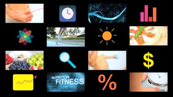 3D βίντεο μοντάζ Καυκάσου γυναίκες υγιεινού τρόπου ζωής app κινούμενων γραφικών - Πλάνα, βίντεο