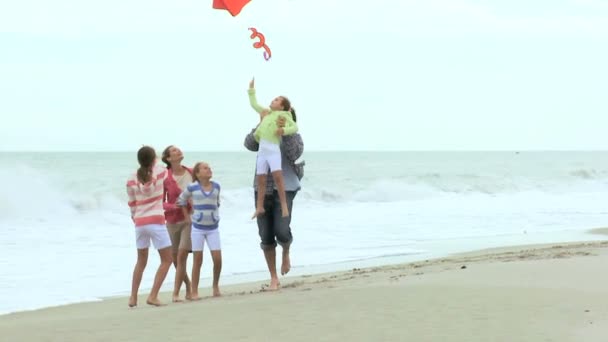 ビーチでカイトと家族 - 映像、動画