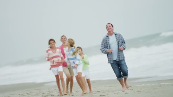Familie met kite op strand - Video