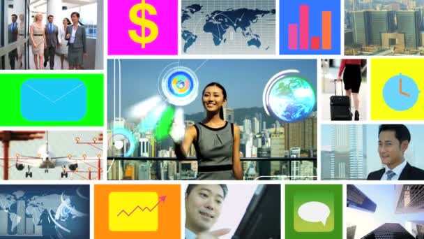 3D Відеомонтаж азіатських бізнес відображення навігація app motion графіка - Кадри, відео