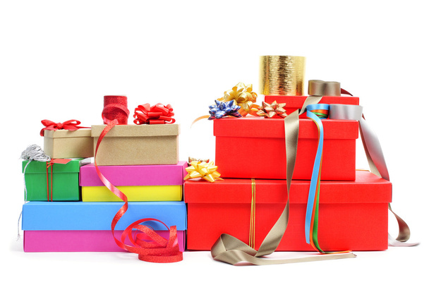 cajas, papel de regalo y cintas
 - Foto, imagen