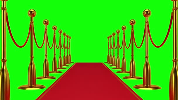 Animation der goldenen Seilbarriere mit rotem Teppich. - Filmmaterial, Video
