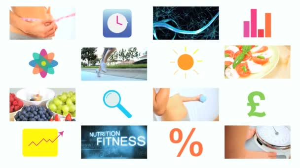3D відео монтаж кавказьких здорового тренування тіла способу життя app motion графіка - Кадри, відео