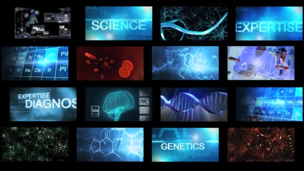cg videowand wissenschaft medizinisches periodensystem touchscreen motion graphics - Filmmaterial, Video