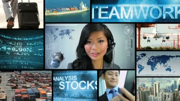 cg videomontage asiatisch welt reisen business trade navigation motion graphics - Filmmaterial, Video