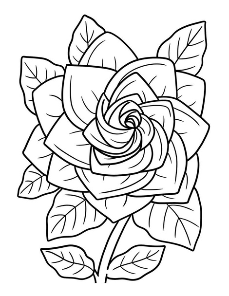 A cute and beautiful coloring page of a Gardenia flower. Provides hours of coloring fun for adults. - Wektor, obraz