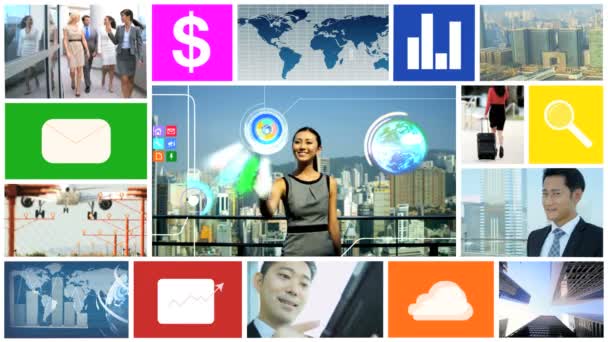 Montaggio video 3D Asiatico business touch screen tetto app grafica movimento
 - Filmati, video