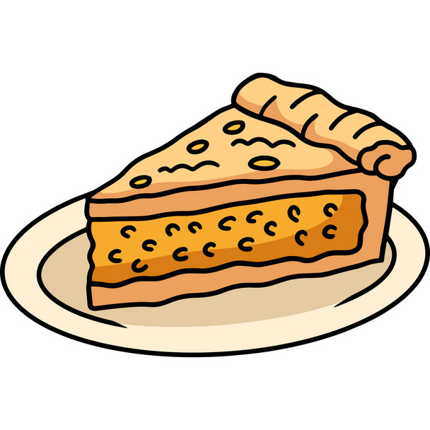 This cartoon clipart shows a thanksgiving slice pumpkin pie illustration. - Vector, Imagen