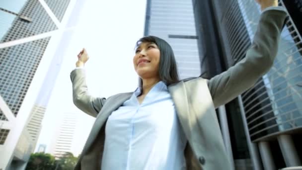 Businesswoman celebrating financial success - Footage, Video